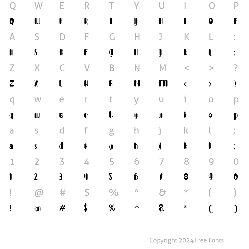 Character Map of Break Times Regular