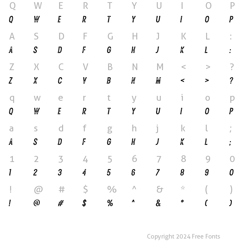 Character Map of Breakdance Italic