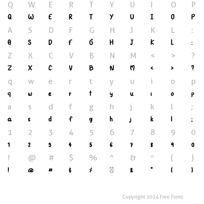 Character Map of Breakfast Regular