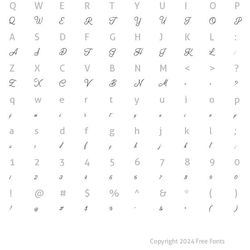 Character Map of Breakfast Script Light