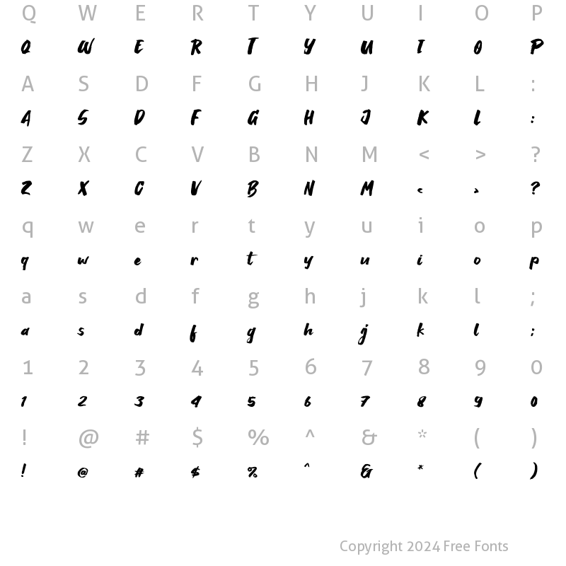 Character Map of Breaking Wild Regular