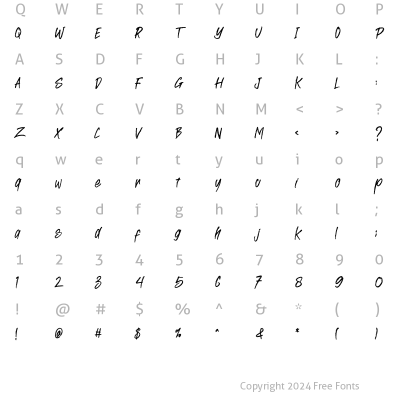 Character Map of BREAKINGRULE Regular