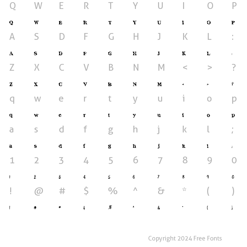 Character Map of Breakout Again Regular