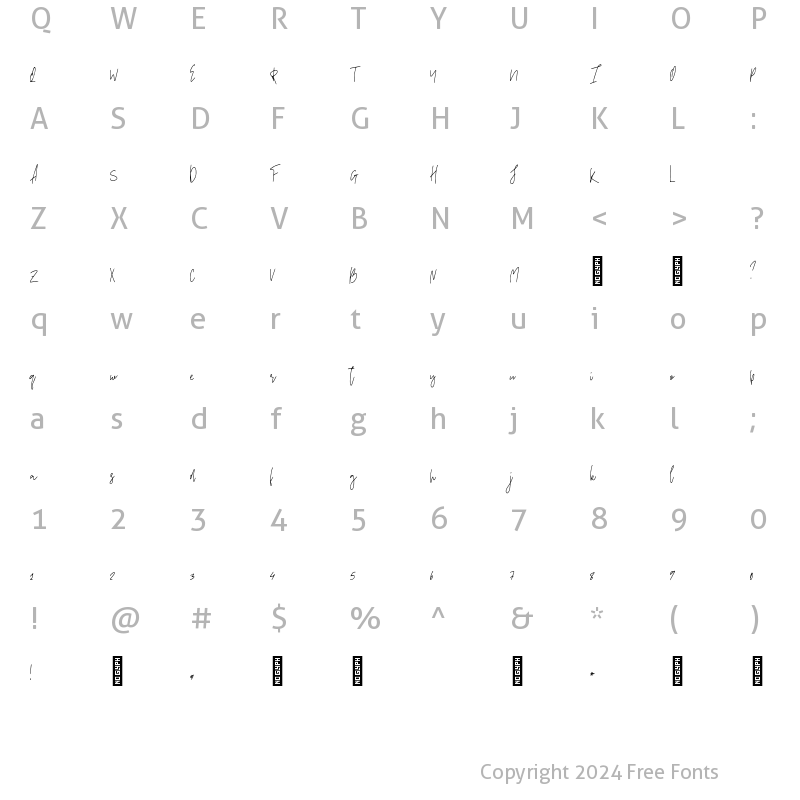 Character Map of Breathe - regular Regular