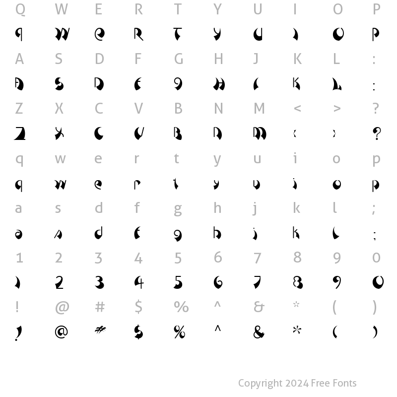 Character Map of Breeze LT Left Regular