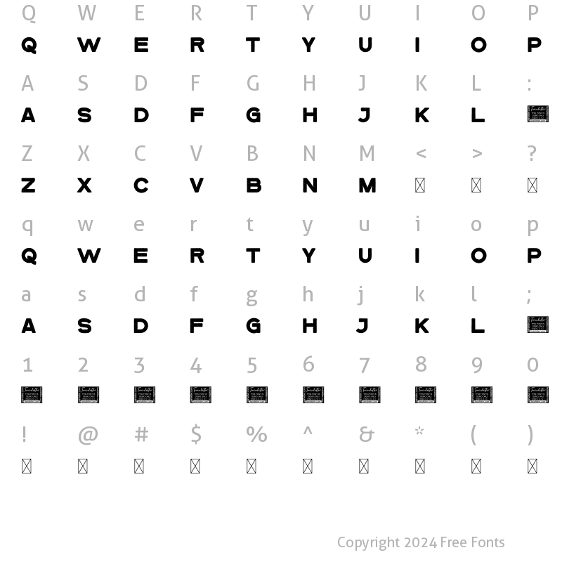 Character Map of Brefa Personal Use