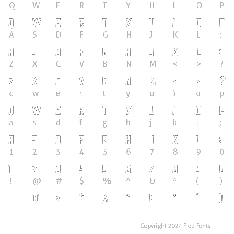 Character Map of Brendan Outline Regular