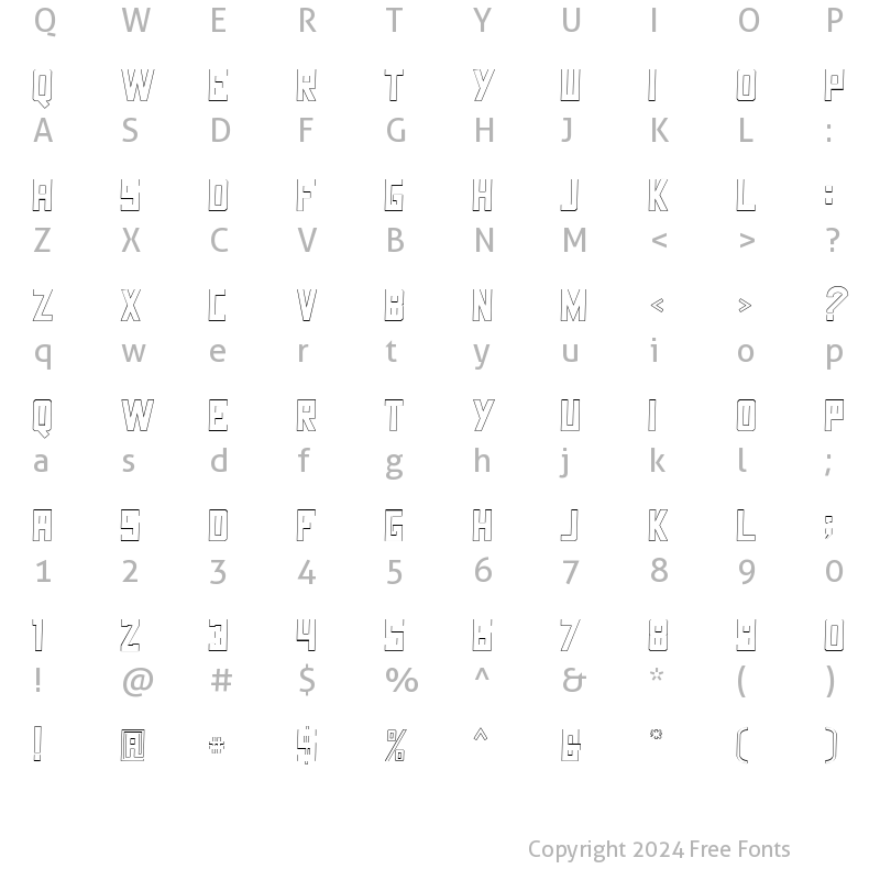 Character Map of Brendan Regular Outline Regular