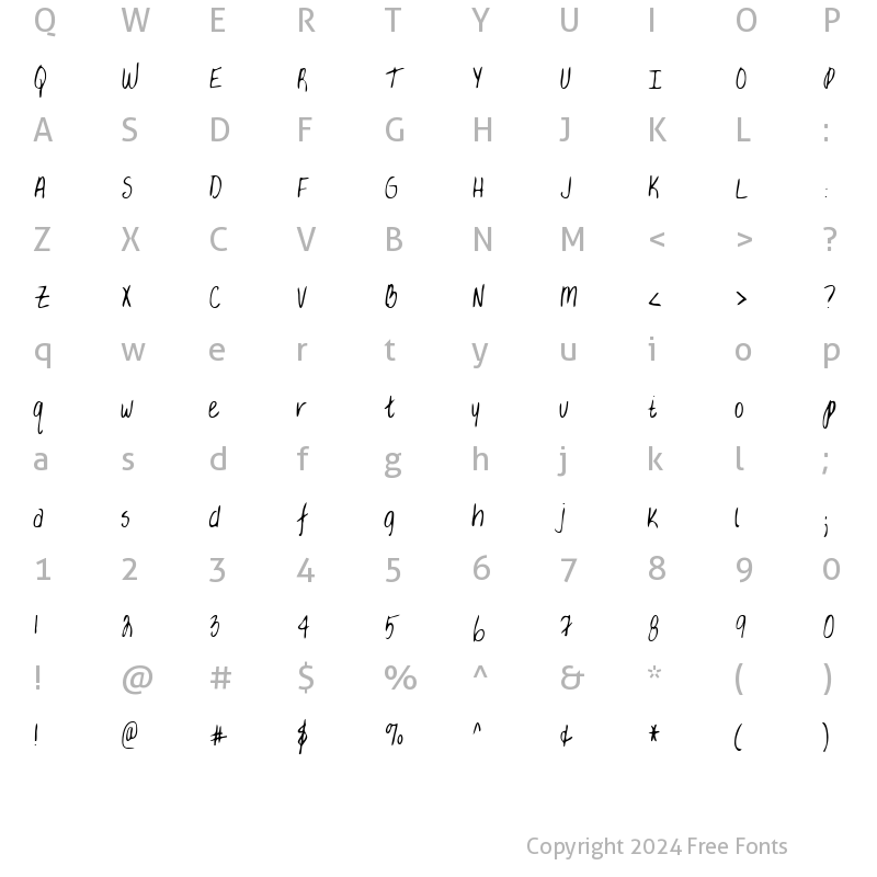 Character Map of BrendasHand Regular