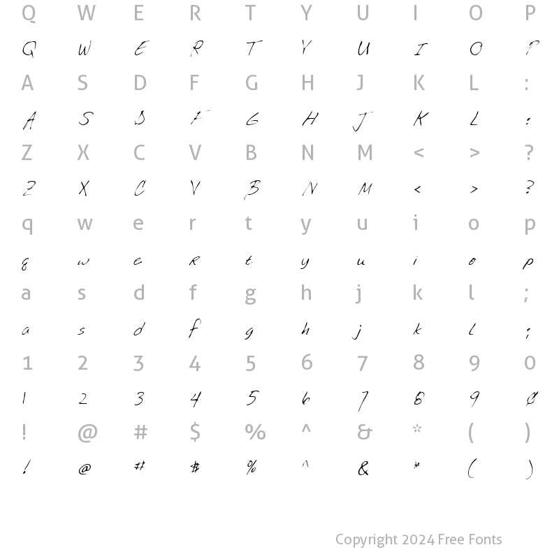 Character Map of BrendensHand Regular