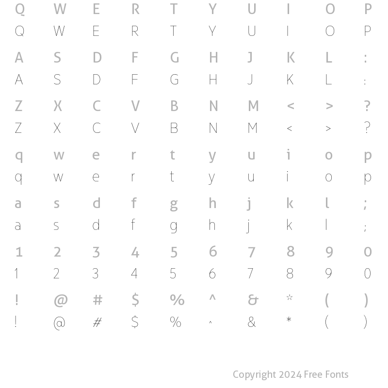 Character Map of Breno Narrow Hairline