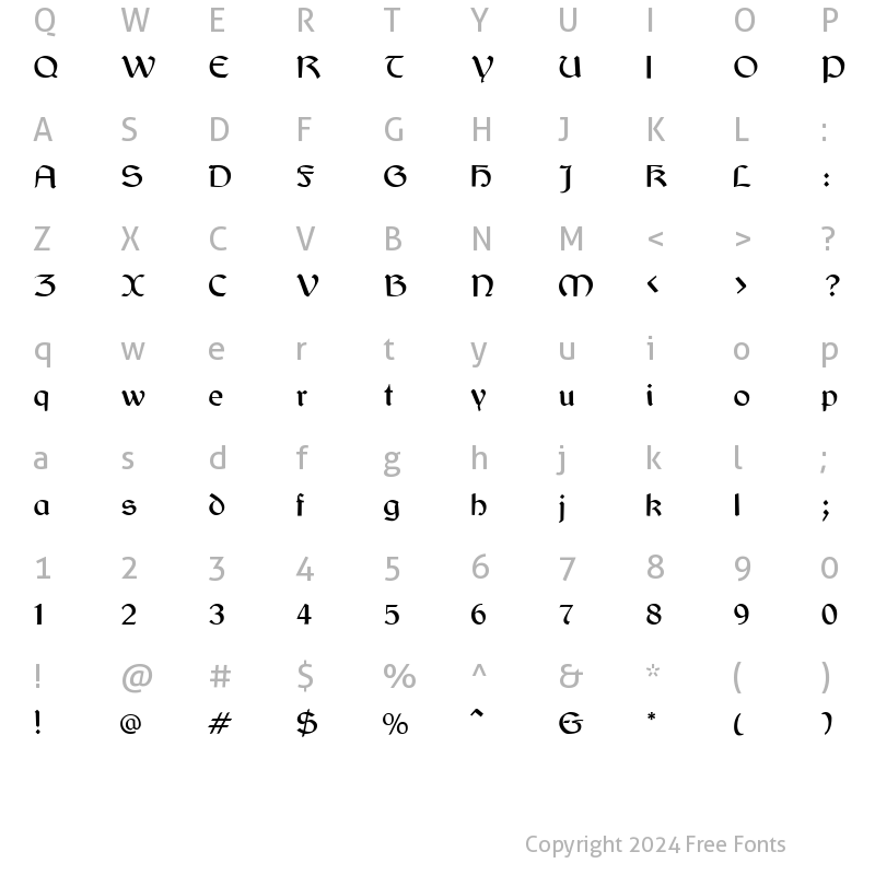 Character Map of Bretagne Gaelic Regular