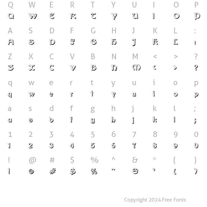 Character Map of Bretagne Gaelic Shadow Regular