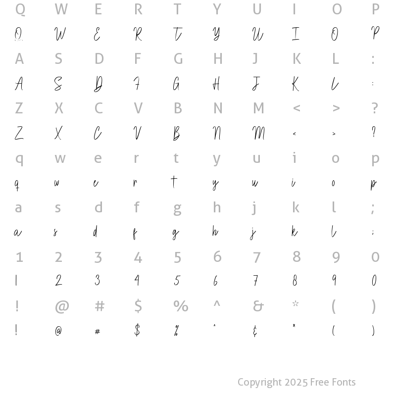 Character Map of Brett hartley Regular