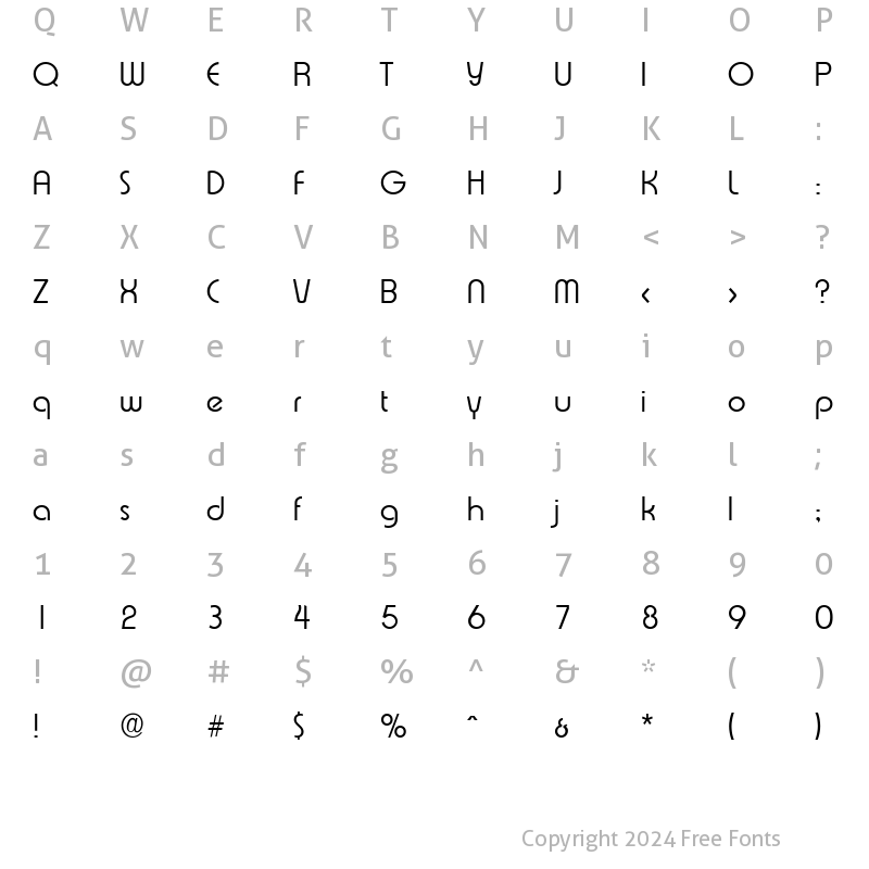 Character Map of BrianBecker-Light Regular