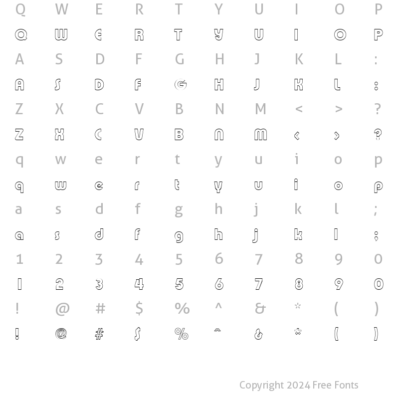 Character Map of BrianBeckerOutline-ExtraBold Regular