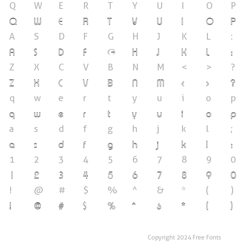 Character Map of BrianBeckerOutline-Light Regular