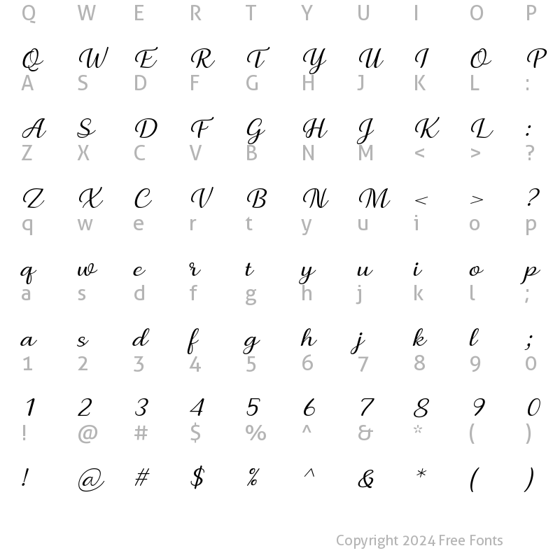 Character Map of Briany Italic