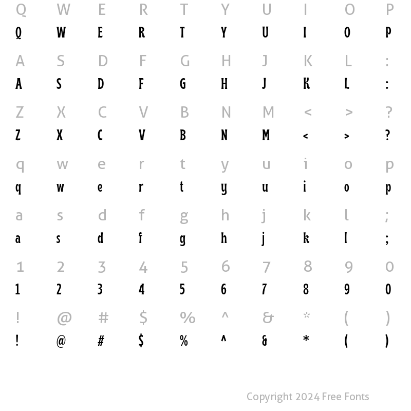 Character Map of Brice Bold Condensed