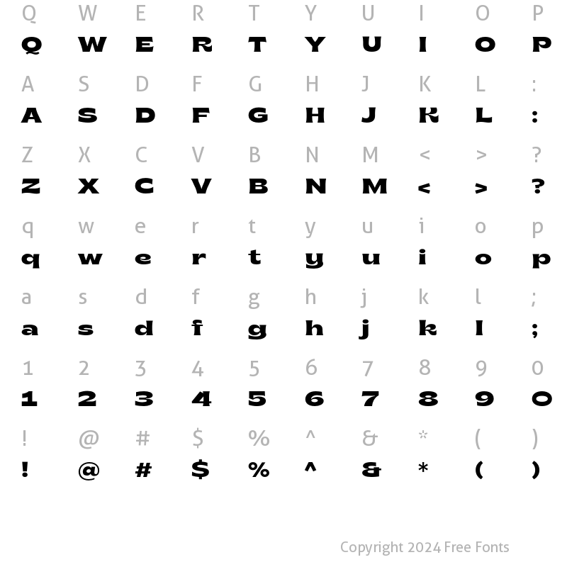 Character Map of Brice Bold SemiExpanded