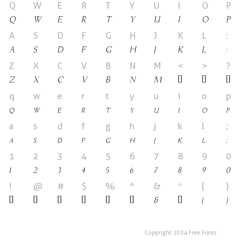 Character Map of Brice BoldItalic