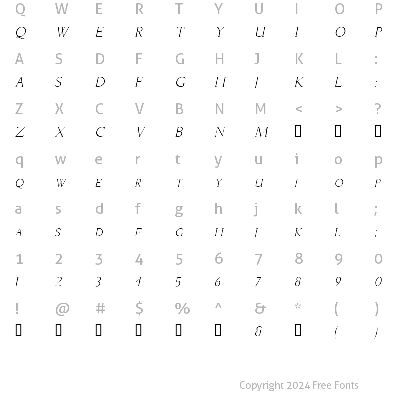 Character Map of Brice Italic