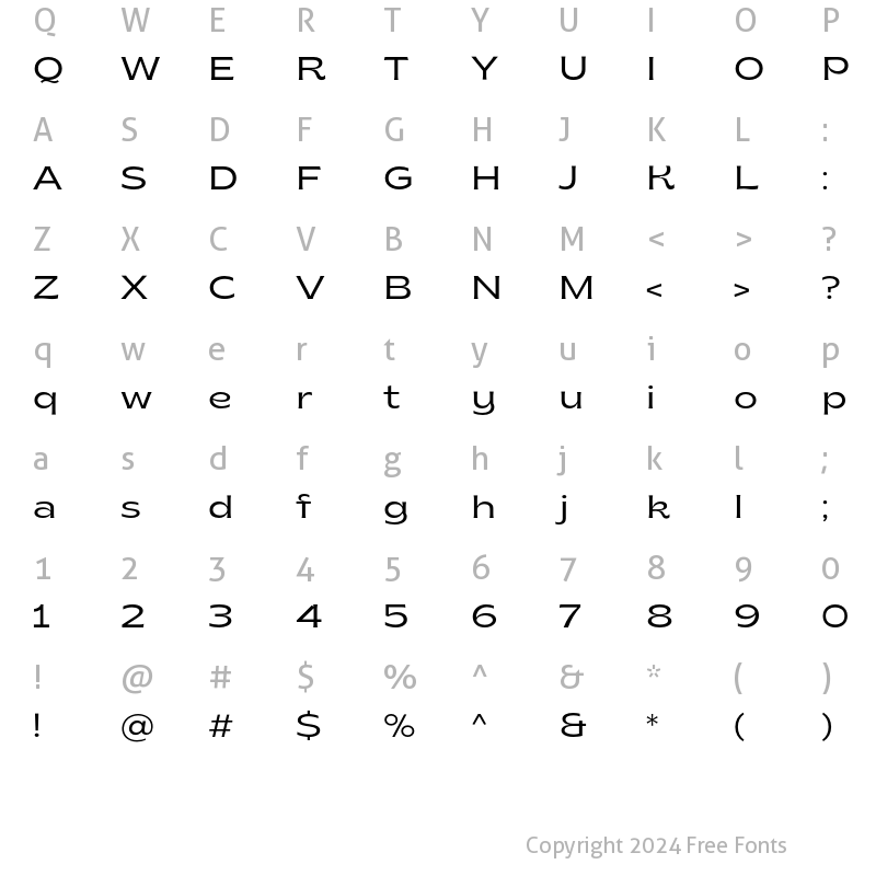 Character Map of Brice Light SemiExpanded