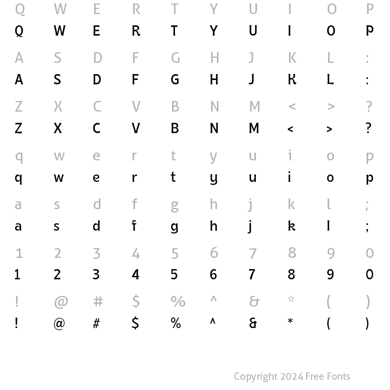 Character Map of Brice Regular SemiCondensed