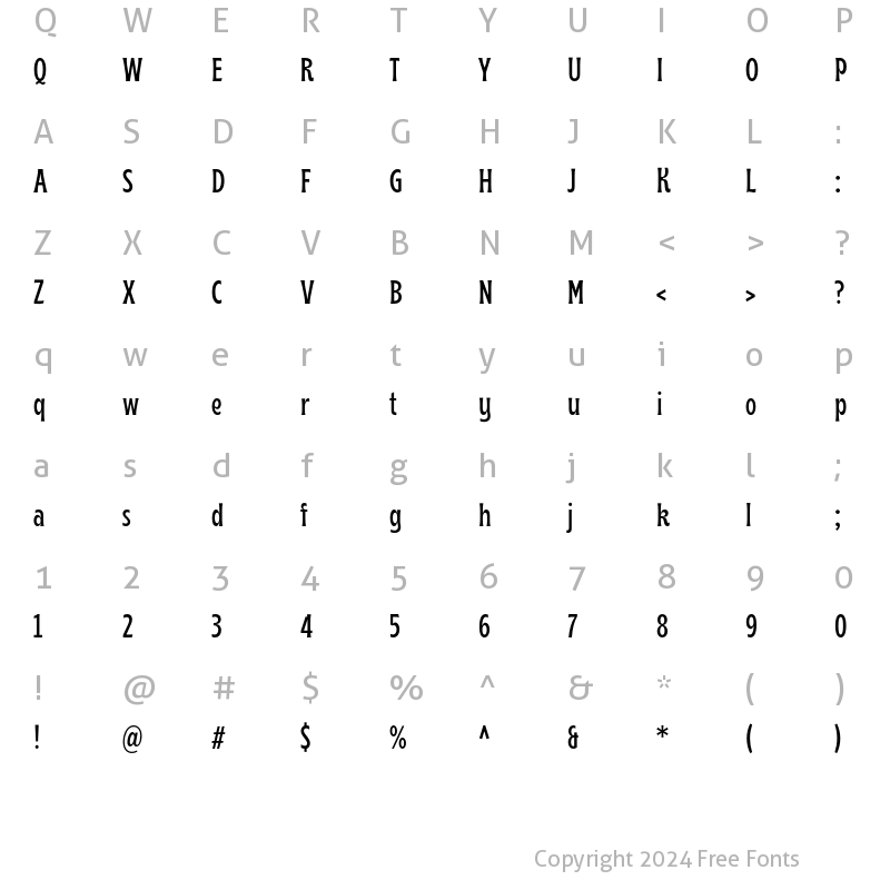 Character Map of Brice SemiBold Condensed