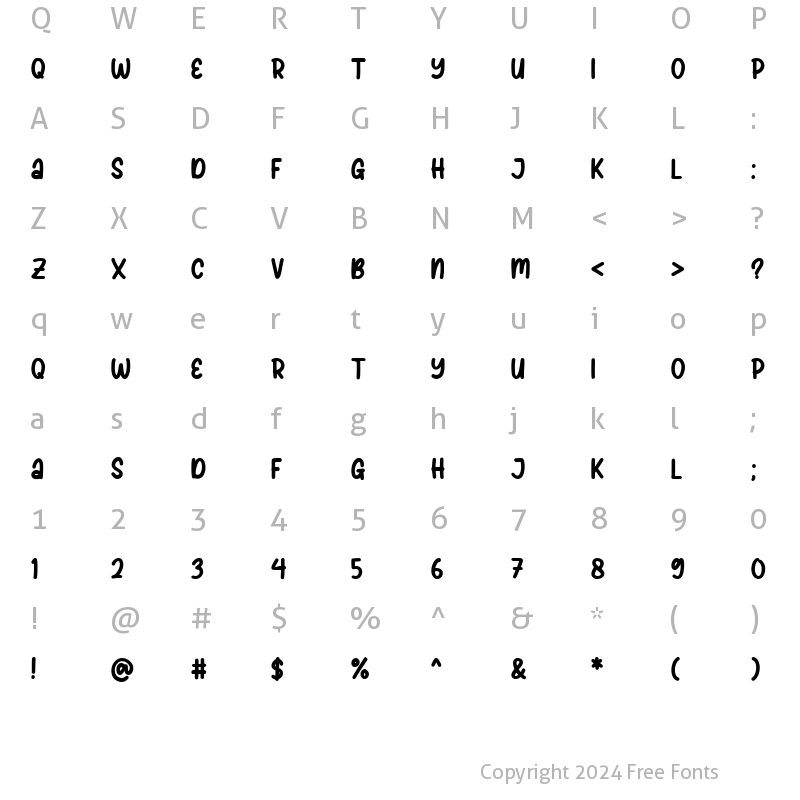 Character Map of Brickhand Regular