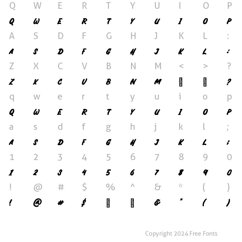 Character Map of Bricktoms Regular