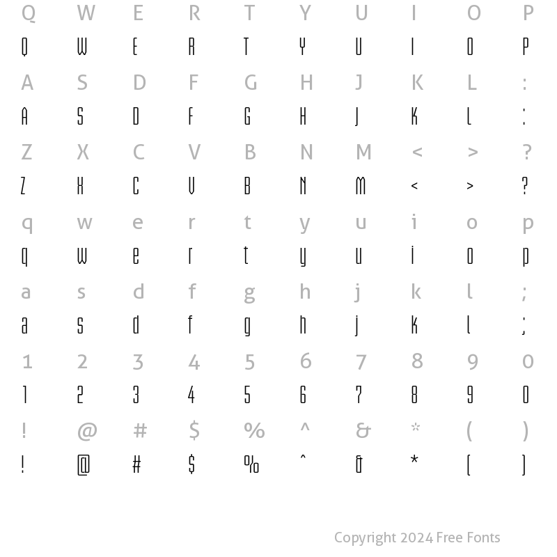 Character Map of Briem Akademi Std Condensed