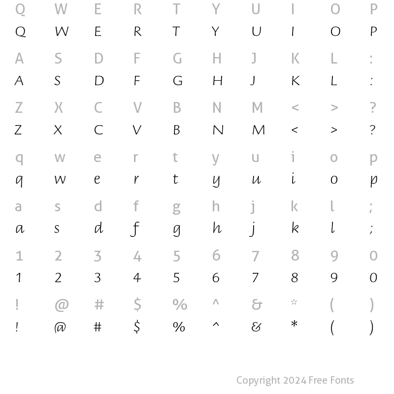 Character Map of Briem Script Std Light