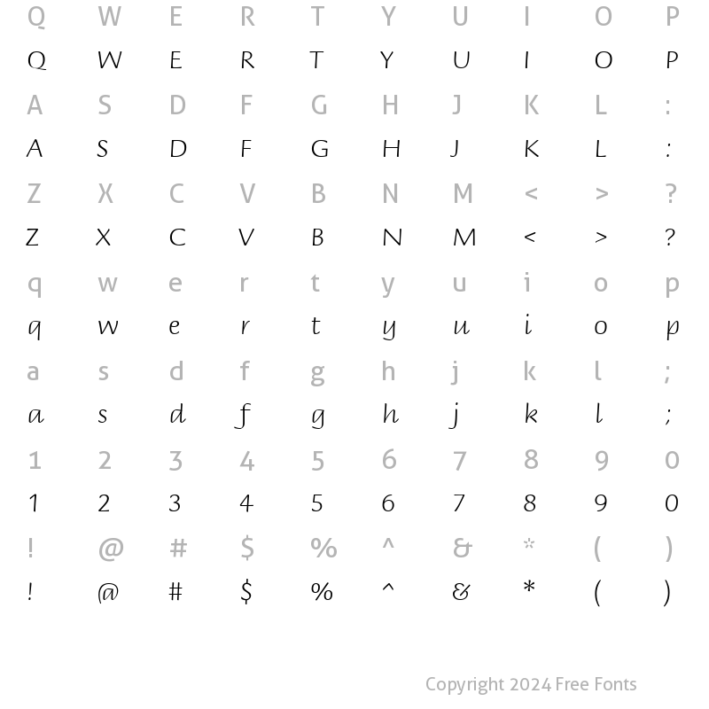 Character Map of BriemScript Medium