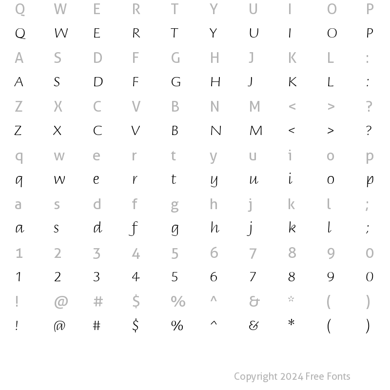 Character Map of BriemScriptMM Light