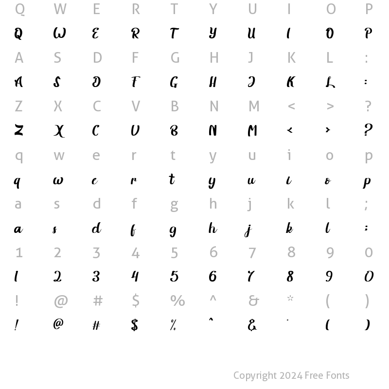 Character Map of Brifuqa Regular