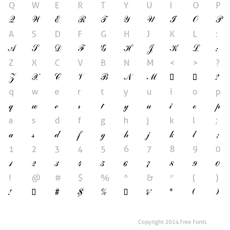 Character Map of BrigadeScriptSSK Regular