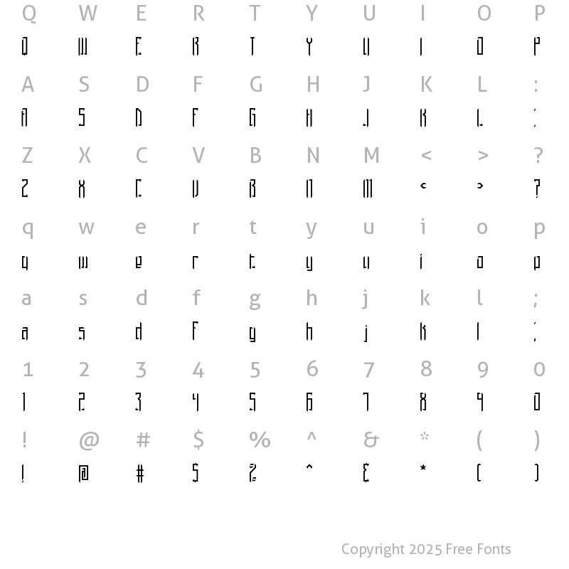 Character Map of Brigadoom BRK Normal