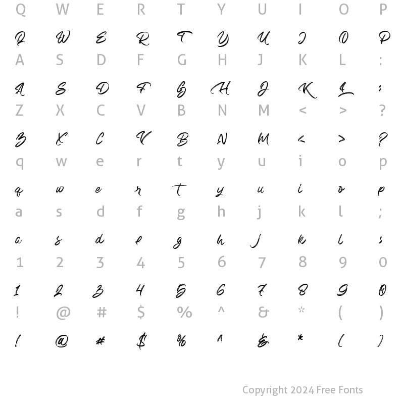 Character Map of Bright Heritage Textured Regular