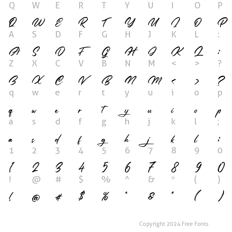 Character Map of Bright Rainbow Regular