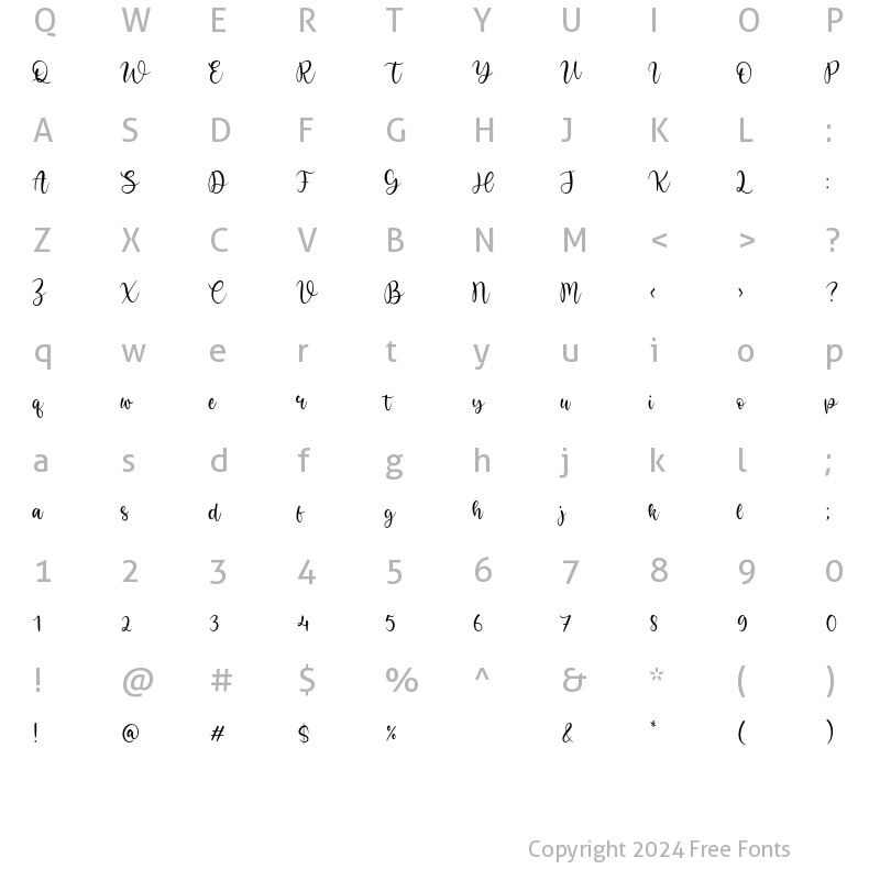 Character Map of Bright Violet Regular