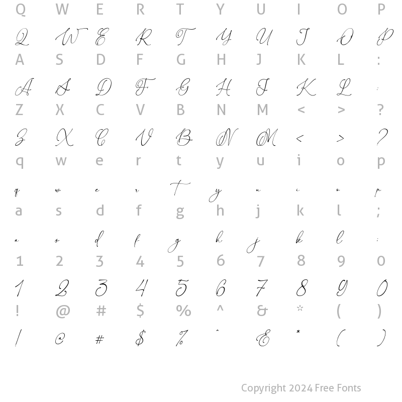 Character Map of Brighter Sunshine Regular