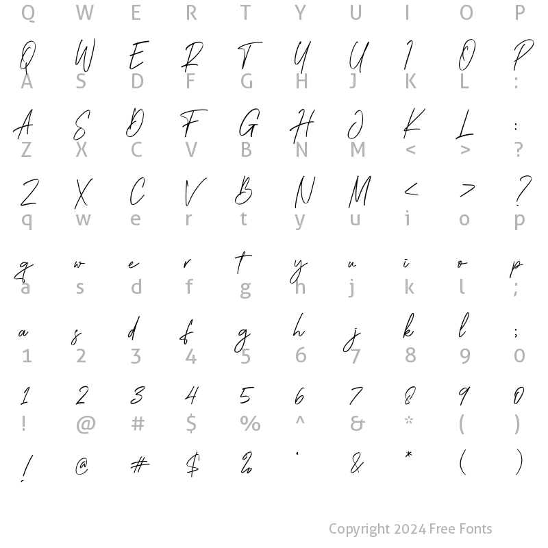 Character Map of Brightness Reguler