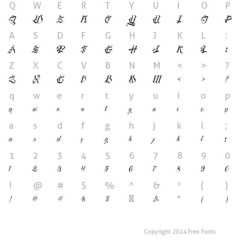 Character Map of Brightone Regular