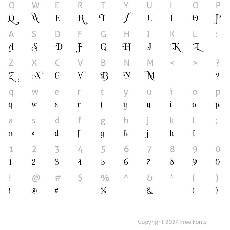 Character Map of Brightooms Regular