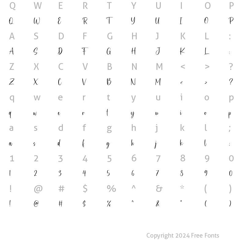 Character Map of Brightsand Regular