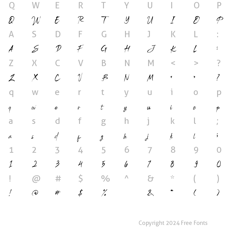 Character Map of Brightside Regular