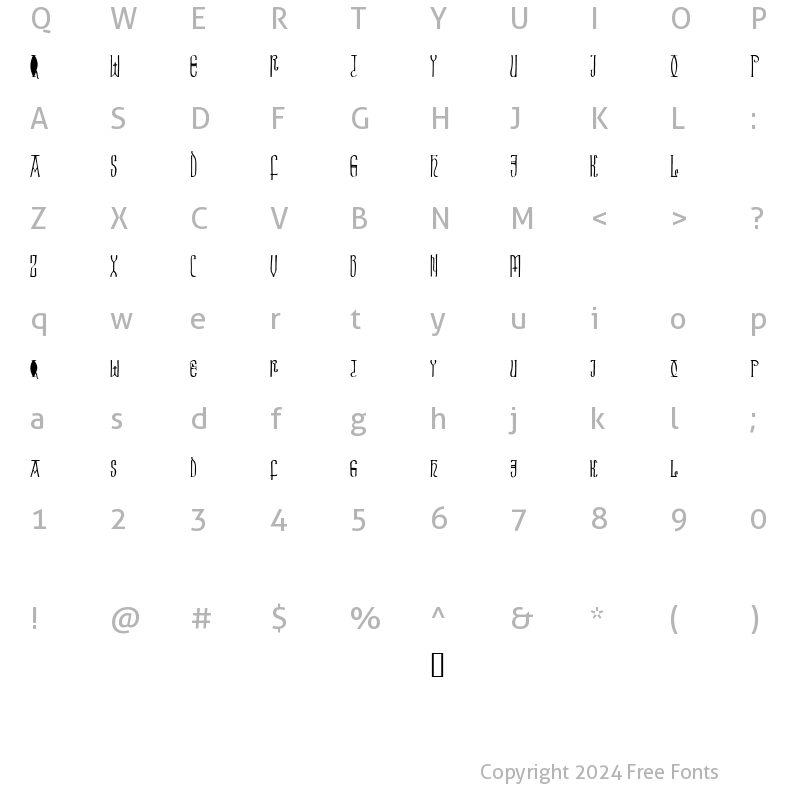 Character Map of Brigida Regular