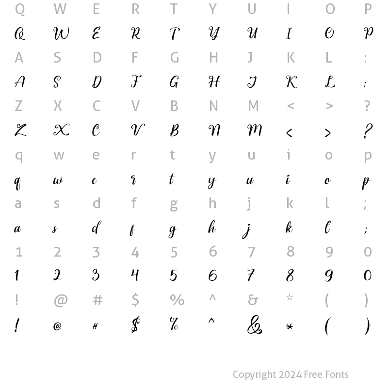 Character Map of Brigitta Regular