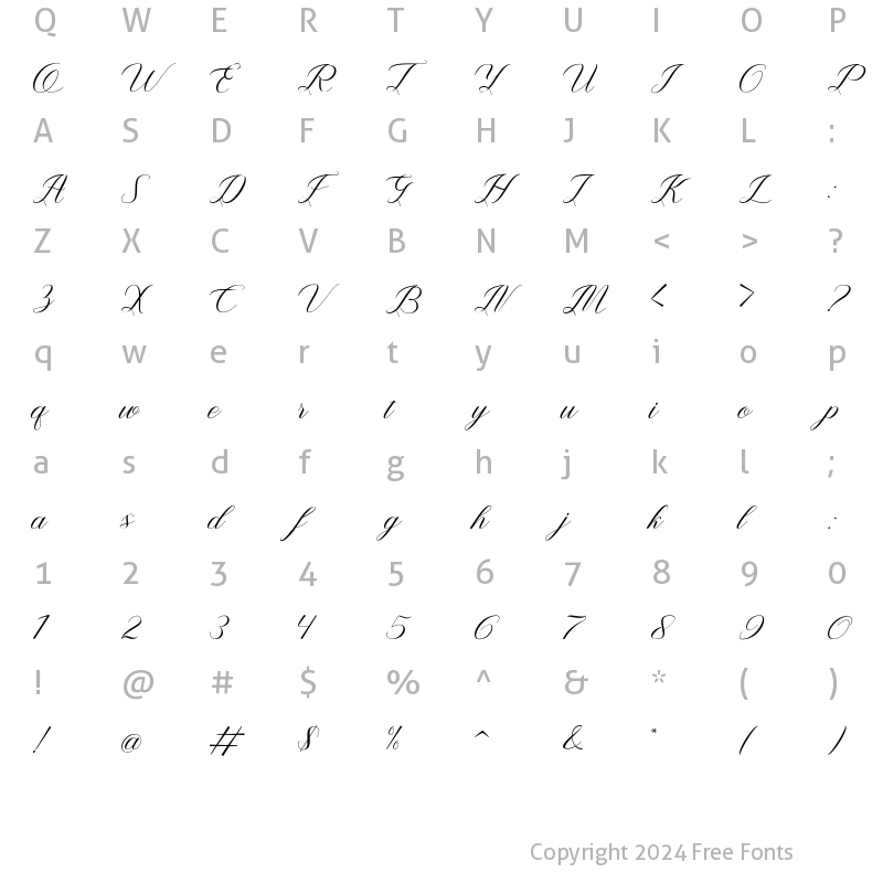 Character Map of Brigland Script Regular